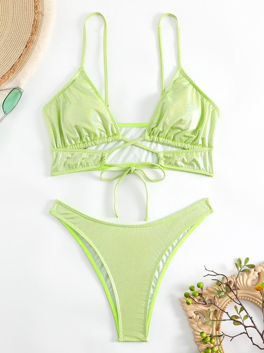 Komplet bikini z brokatowym materiałem - Image 2