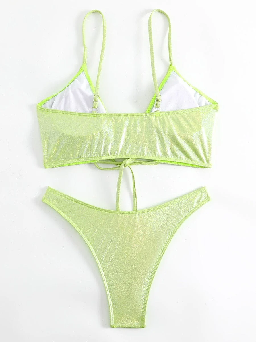 Komplet bikini z brokatowym materiałem - Image 3