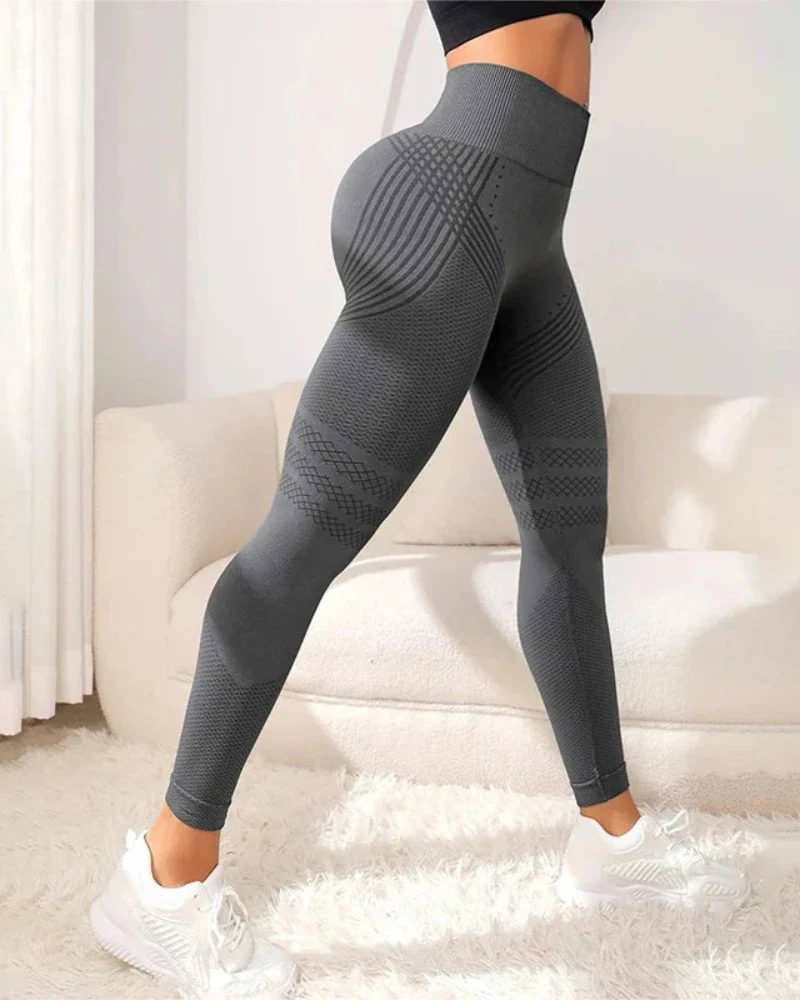 Długie dopasowane legginsy sportowe z wysokim stanem - Image 3