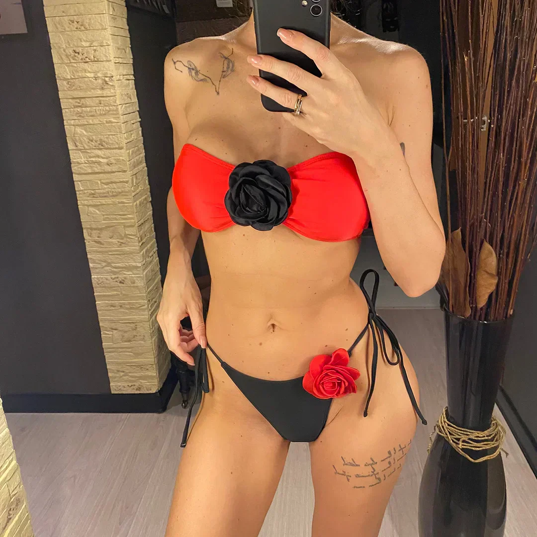 Dwuczęściowy strój kąpielowy bandeau bez ramiączek - Image 4