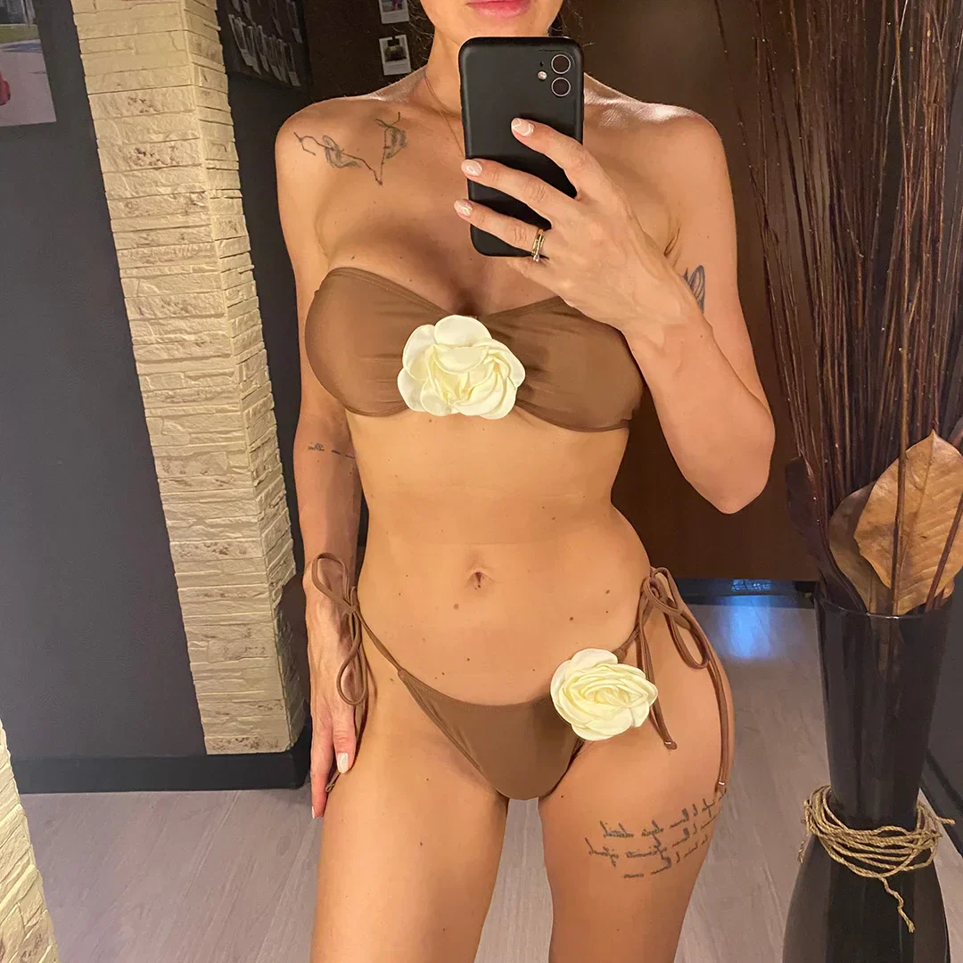 Dwuczęściowy strój kąpielowy bandeau bez ramiączek - Image 8