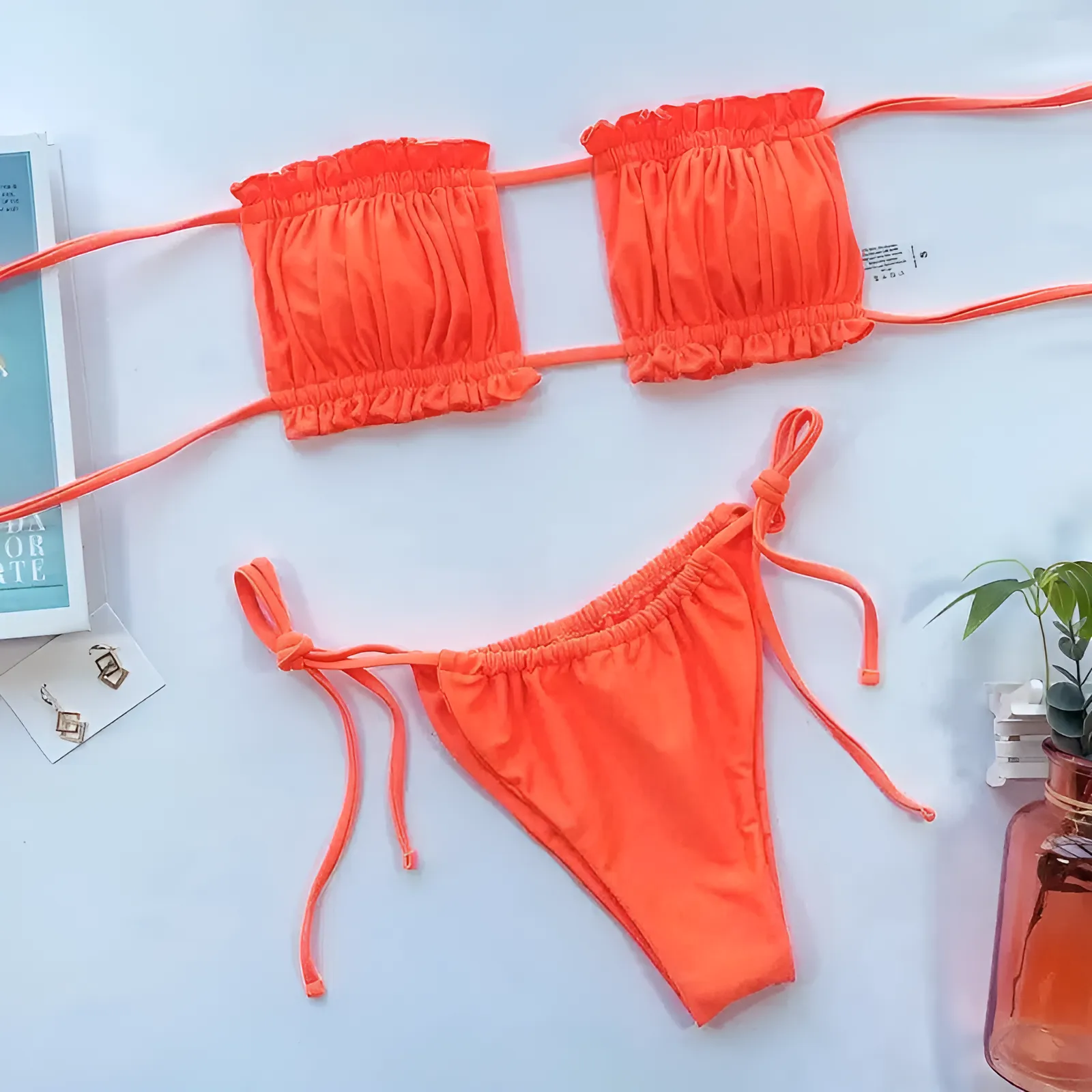 Dwuczęściowy strój kąpielowy bikini bez ramiączek - Image 5