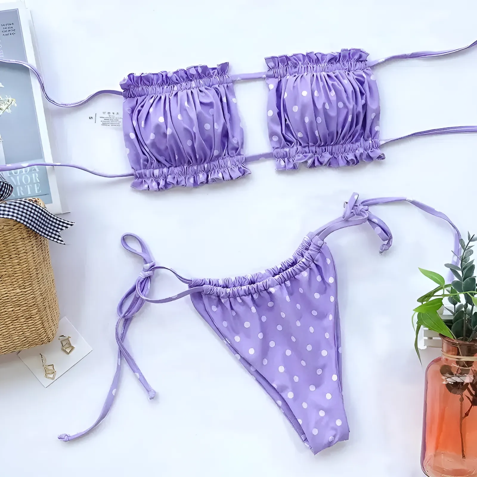 Dwuczęściowy strój kąpielowy bikini bez ramiączek - Image 7