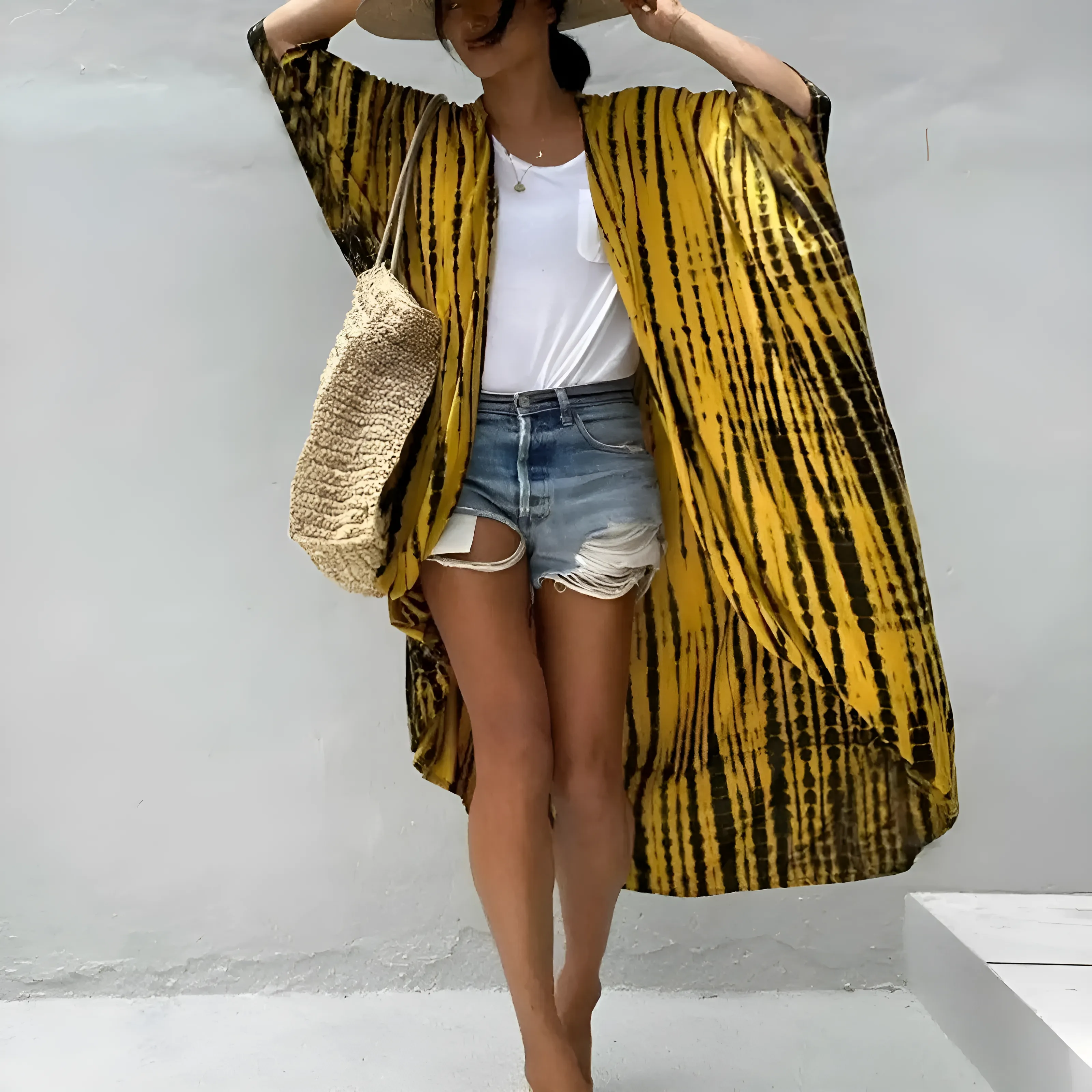 Kimono plażowe w paski - Image 10