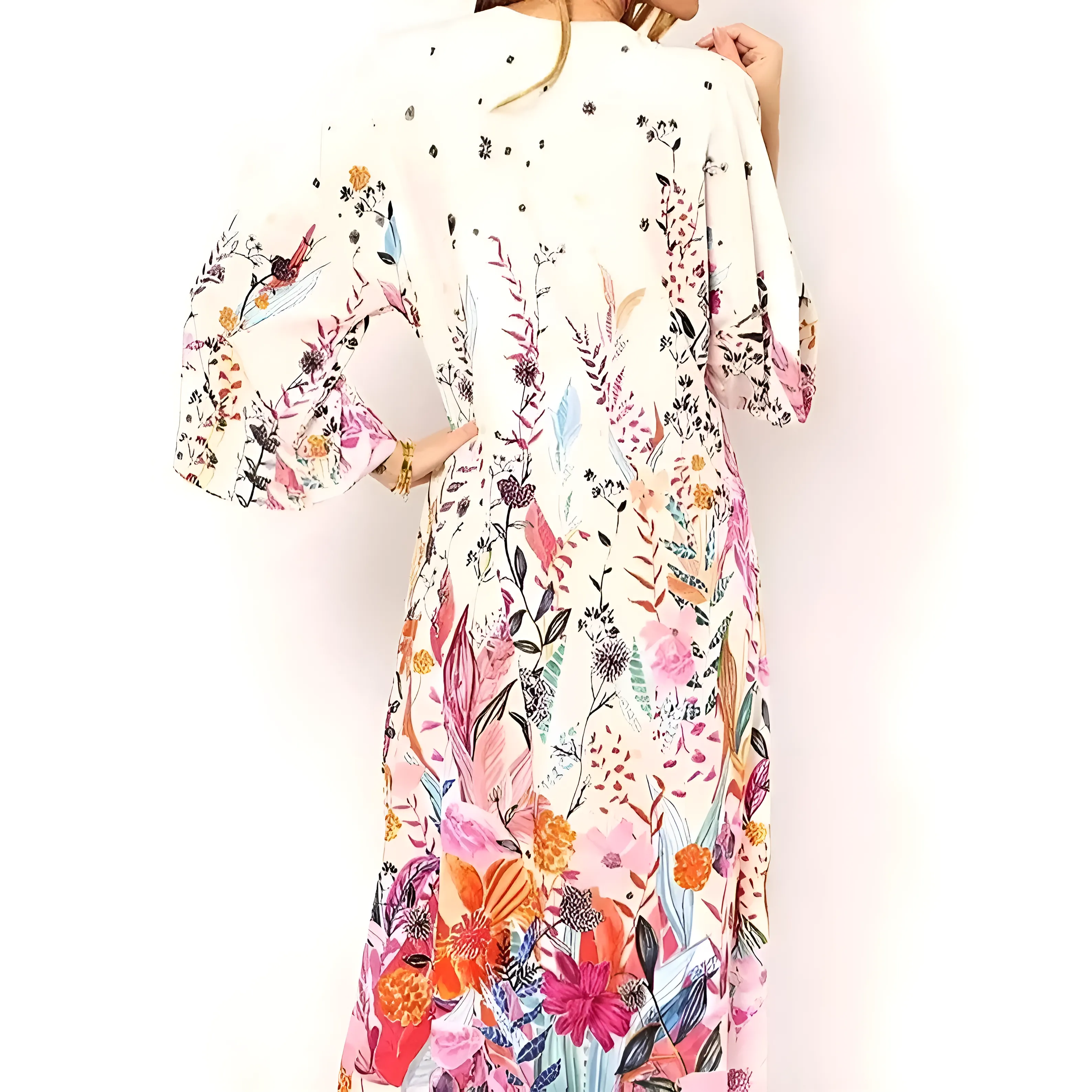 Kimono plażowe z motywem kwiatów - Image 3