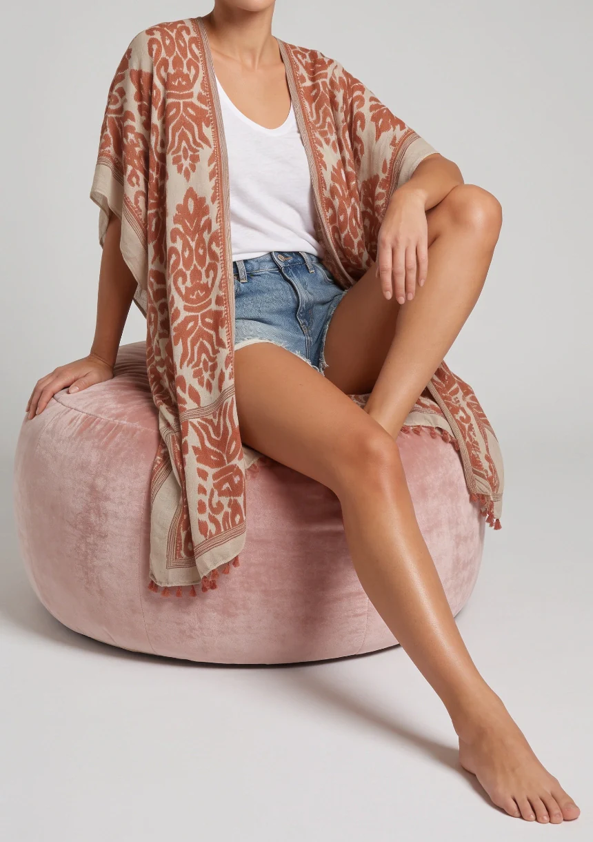 Klasyczne kimono plażowe w ornamenty - Image 3