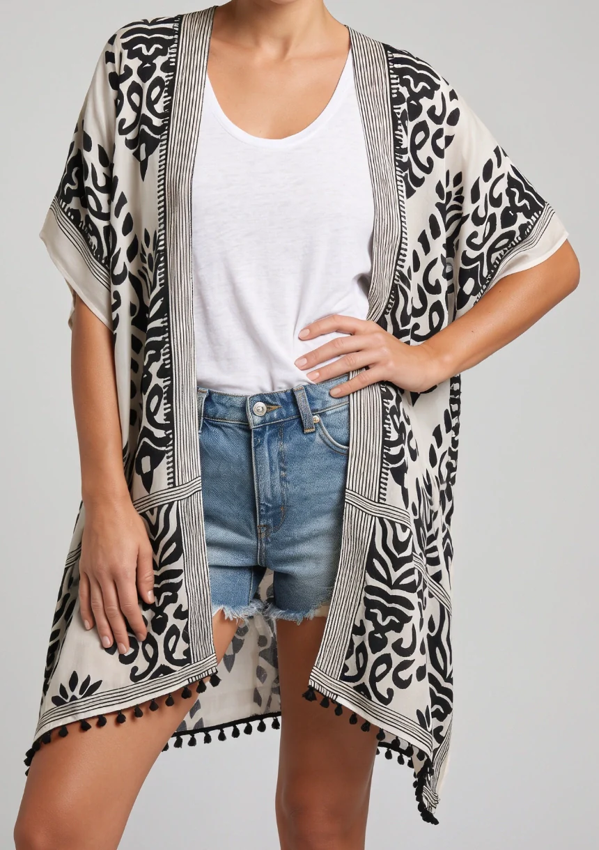 Klasyczne kimono plażowe w ornamenty - Image 8