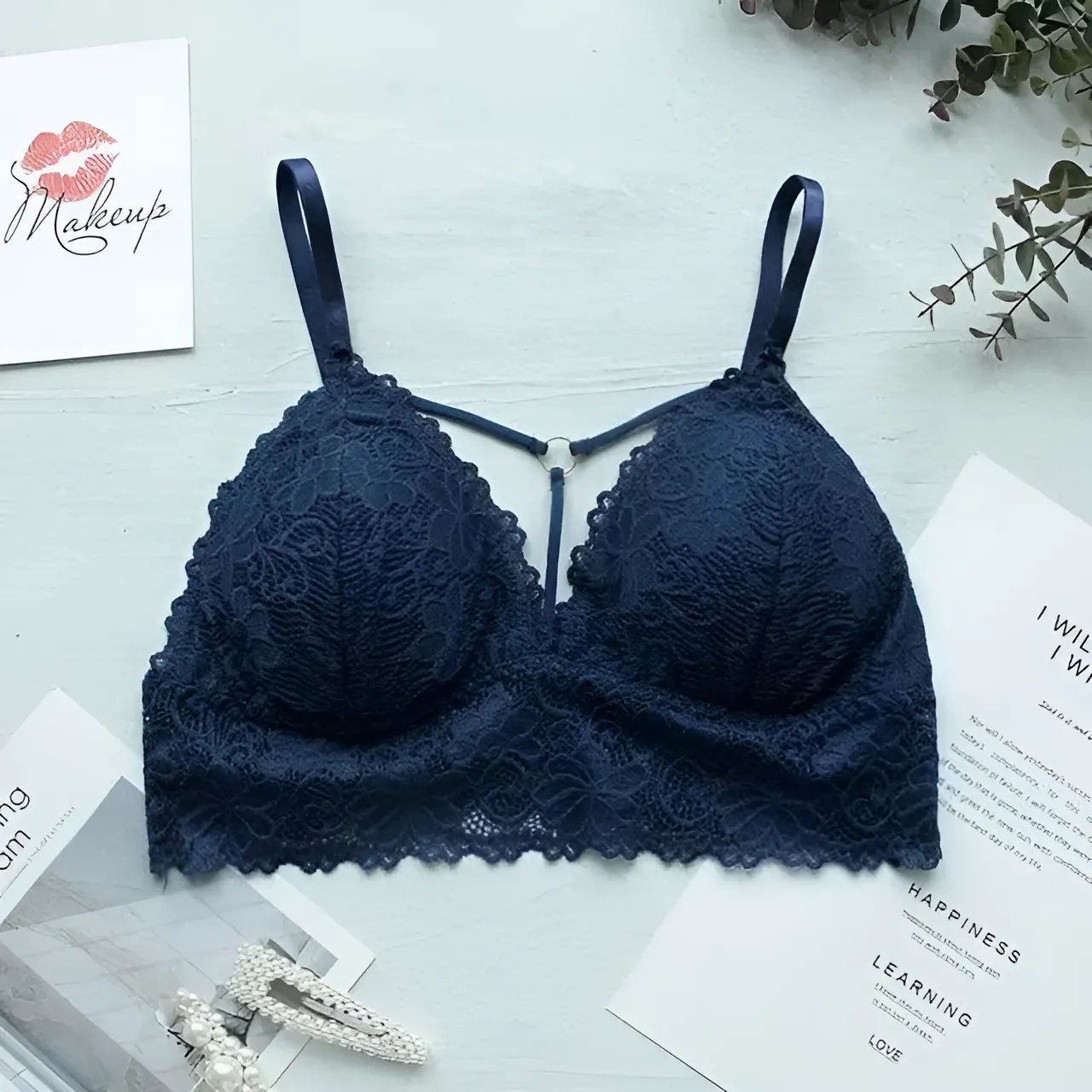 Koronkowy biustonosz bralette z paskami - Image 6