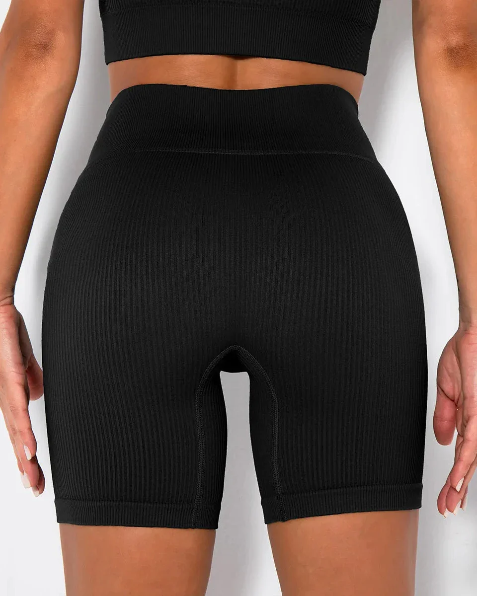 Krótkie prążkowane sportowe spodenki kolarki - Image 10