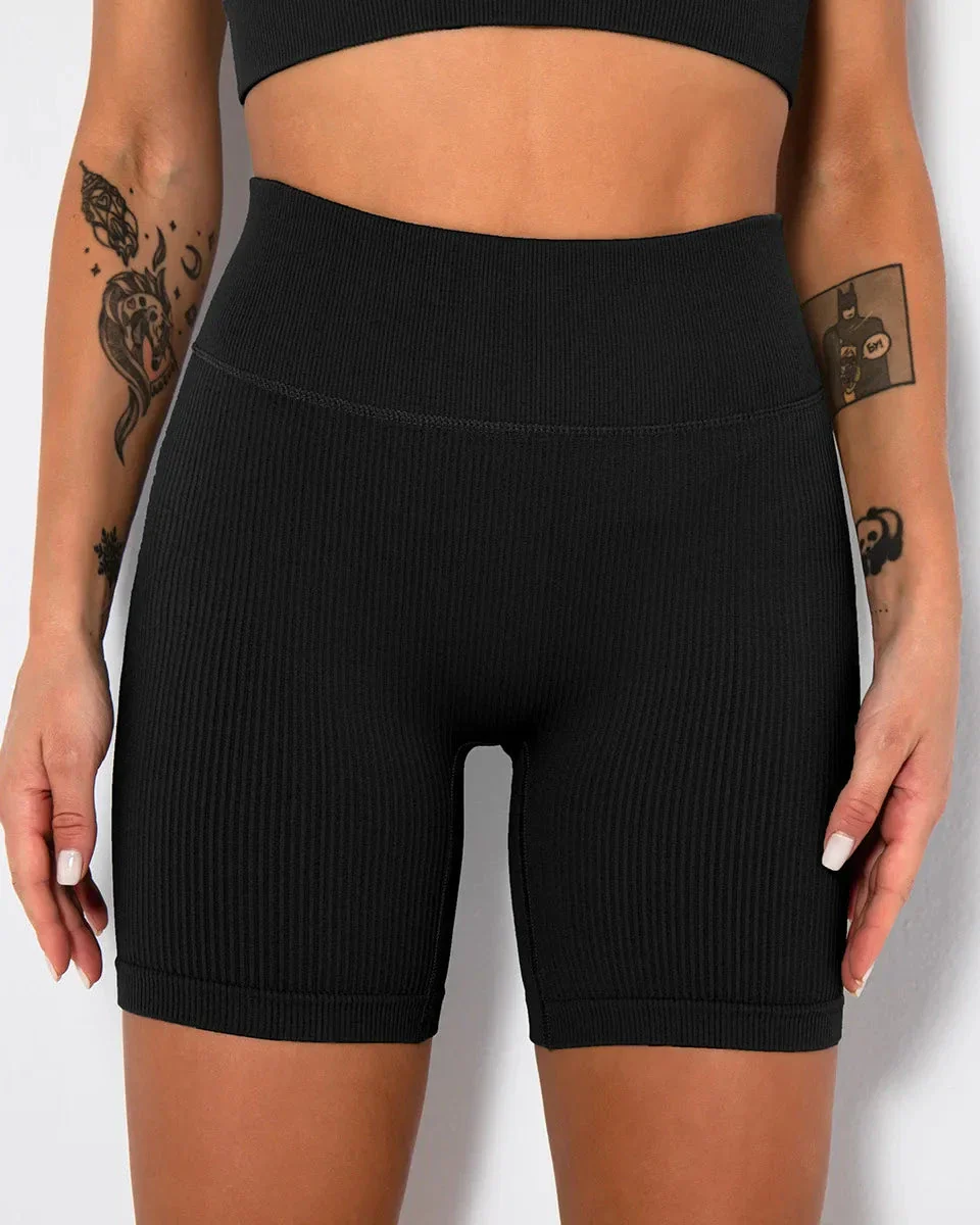 Krótkie prążkowane sportowe spodenki kolarki - Image 6