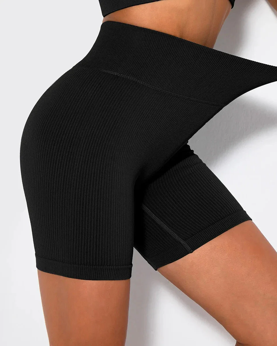 Krótkie prążkowane sportowe spodenki kolarki - Image 7