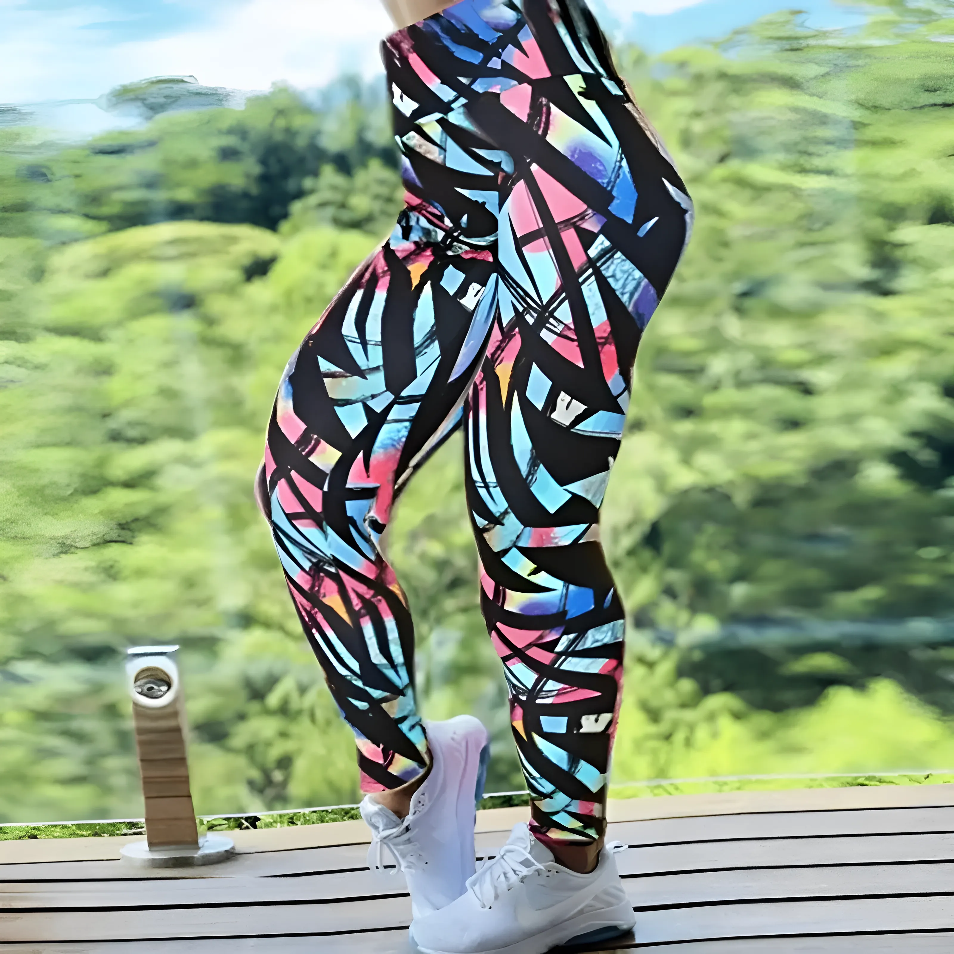 Legginsy sportowe w kolorowe wzory - Image 5