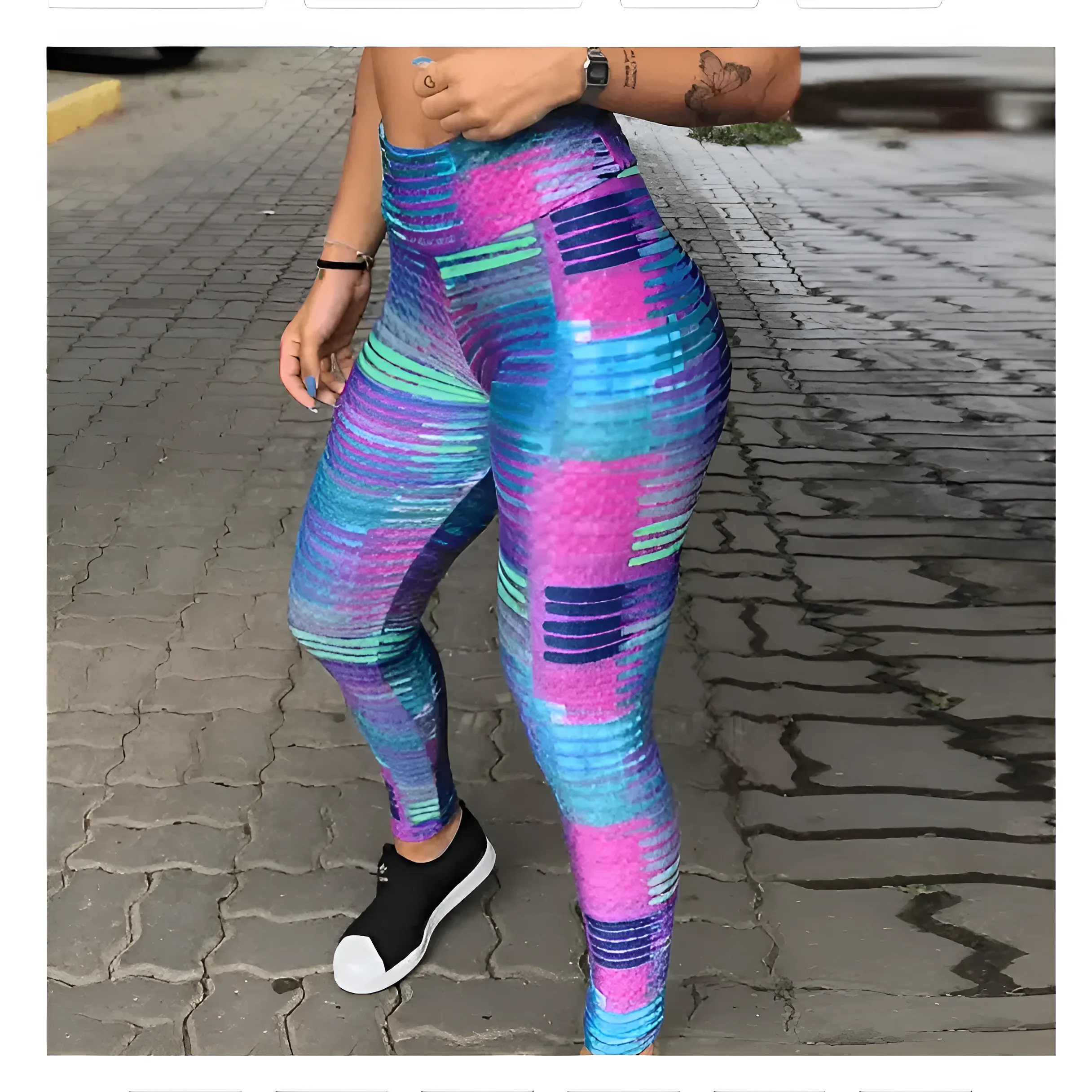 Legginsy sportowe w kolorowe wzory - Image 6
