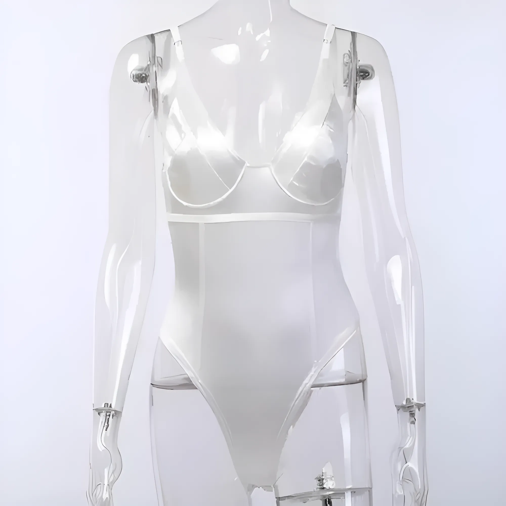 Połyskujące body z głębokim dekoltem - Image 3