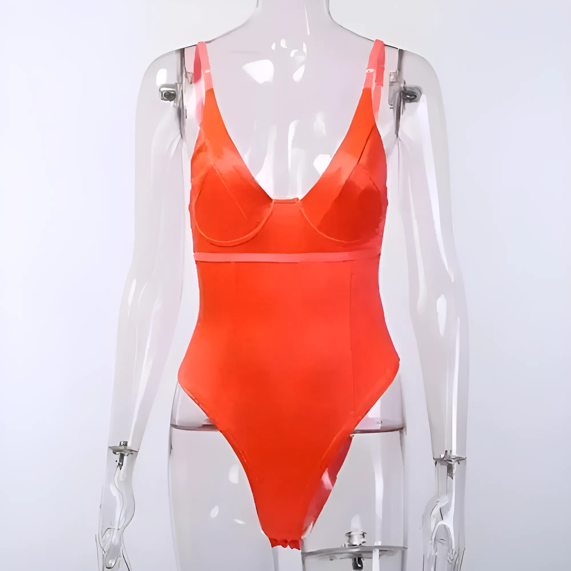 Połyskujące body z głębokim dekoltem - Image 4