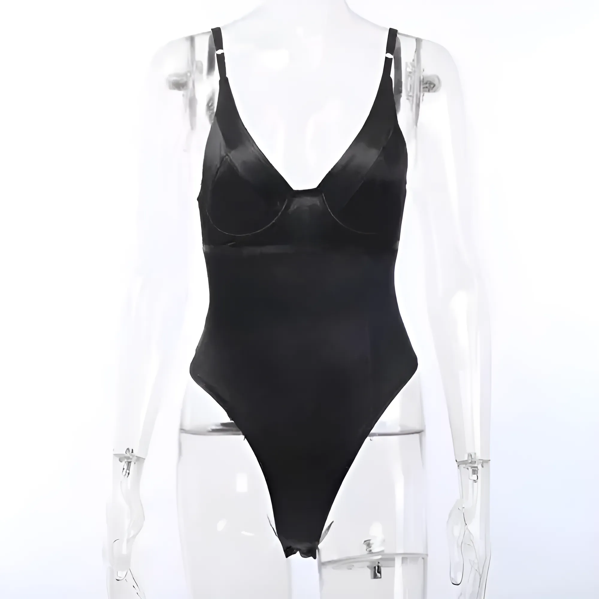 Połyskujące body z głębokim dekoltem - Image 5