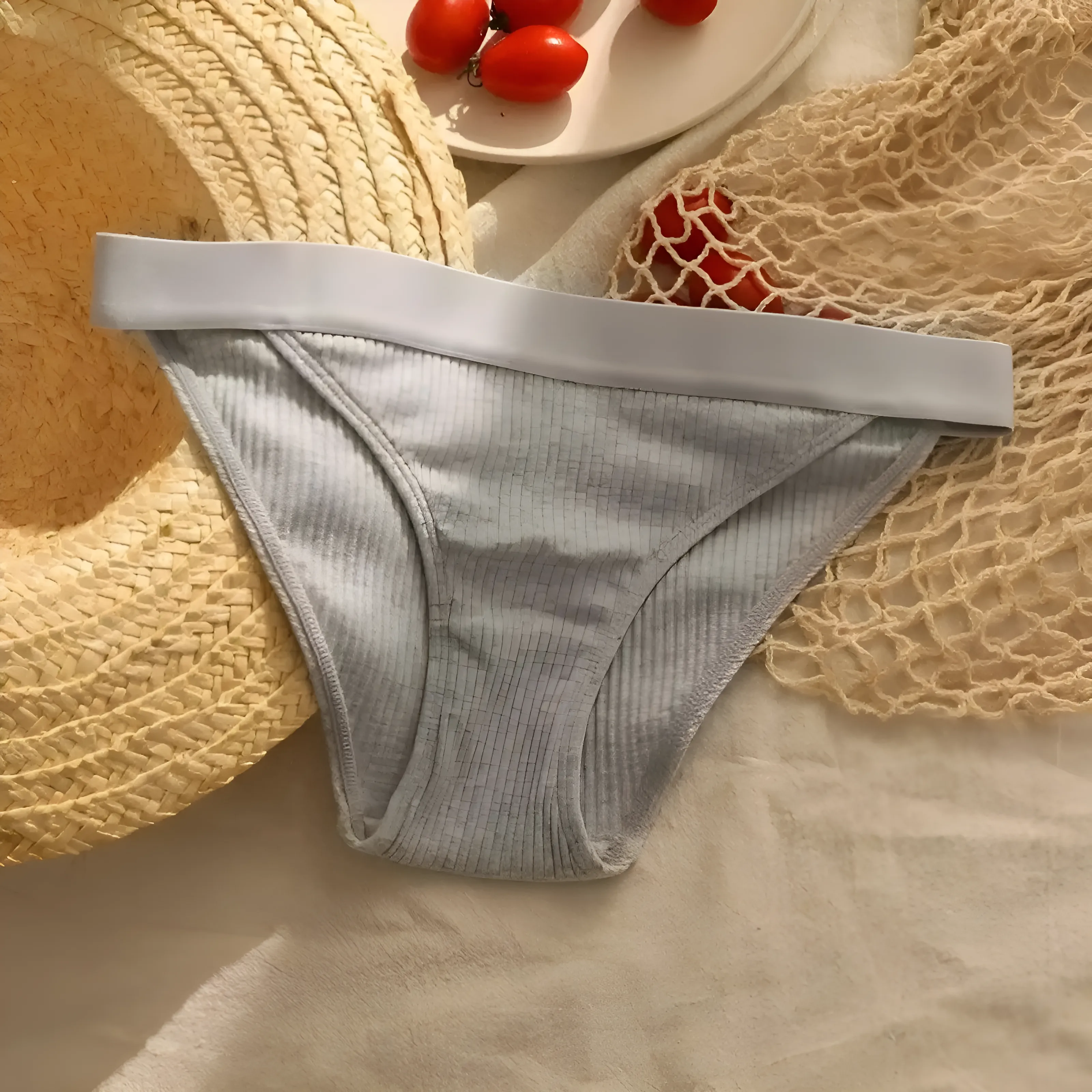 Prążkowane majtki figi z szeroką gumką - Image 6