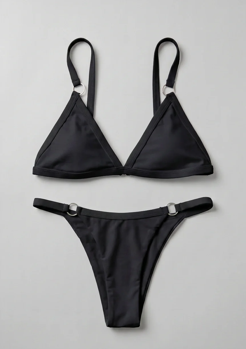 Klasyczny dwuczęściowy strój kąpielowy bikini z ozdobnymi kółkami - Image 10