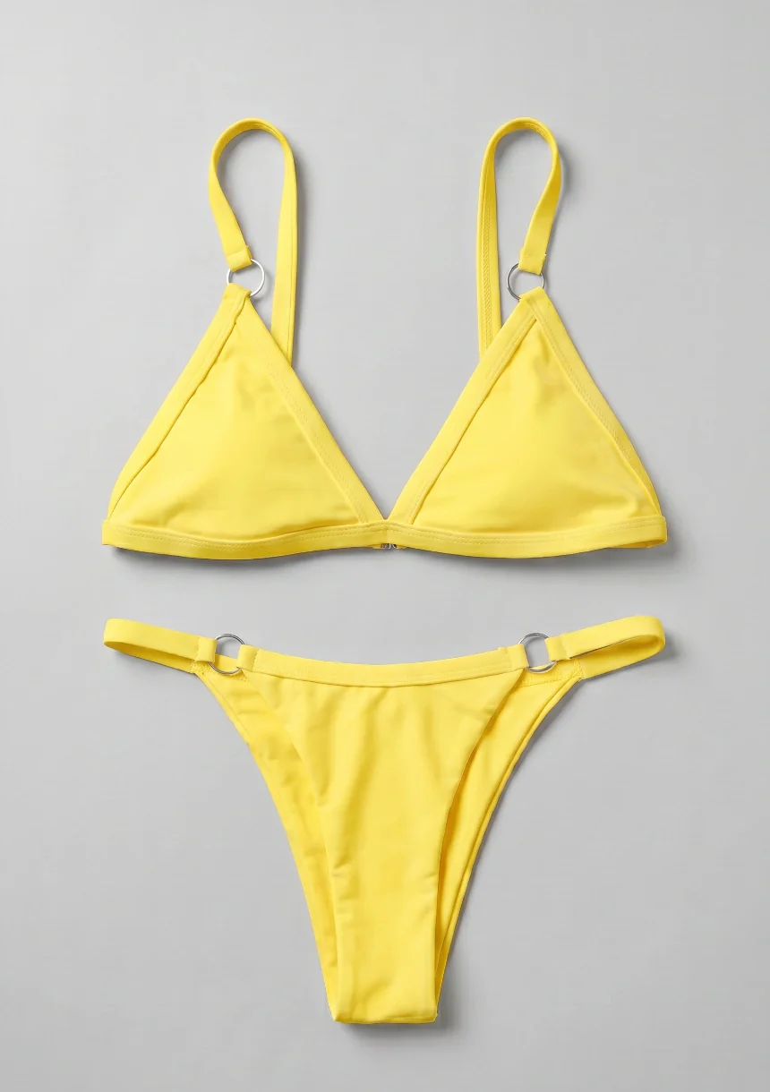 Klasyczny dwuczęściowy strój kąpielowy bikini z ozdobnymi kółkami - Image 6