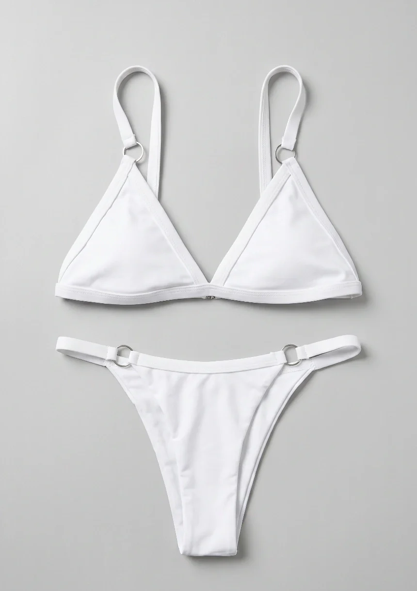 Klasyczny dwuczęściowy strój kąpielowy bikini z ozdobnymi kółkami - Image 8